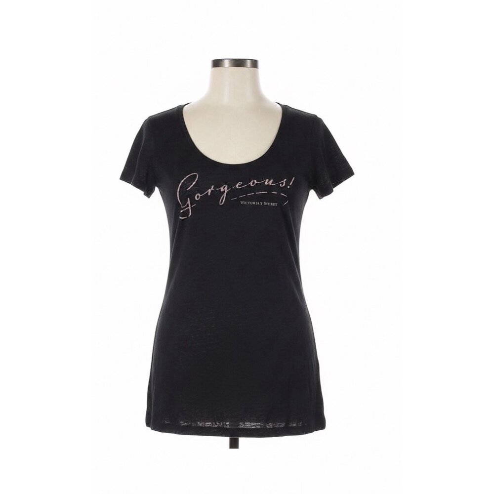 Victoria’s Secret Gorgeous T Shirt Womens Small Black Script Graphic Tee